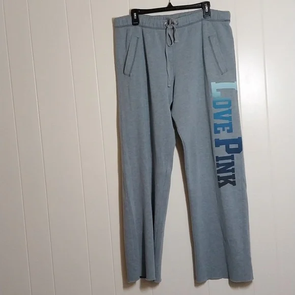 Victoria’s Secret PINK Grey Love Pink  Boyfriend Sweatpants Large - Picture 2 of 11